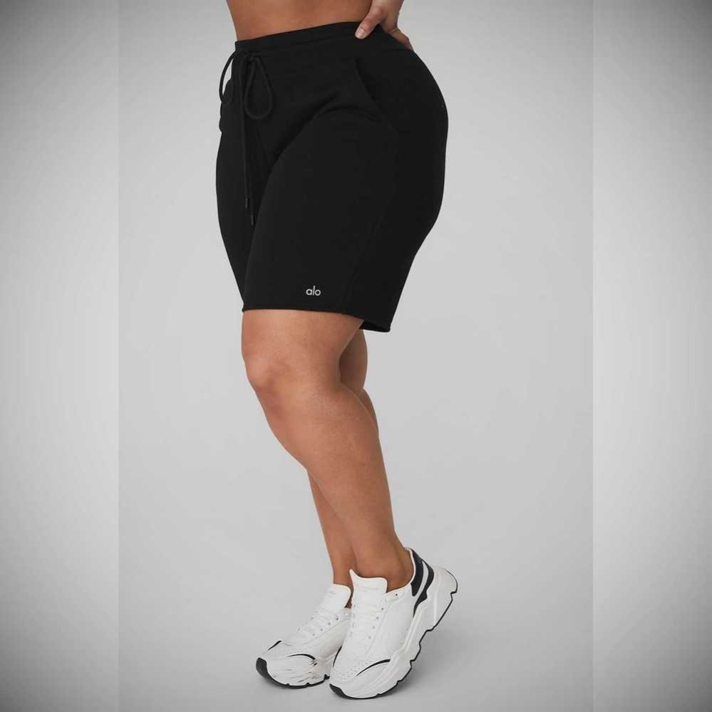 Alo Yoga High-Taille Easy Sweat Kurze Hose Damen Schwarz | WKOBQR140