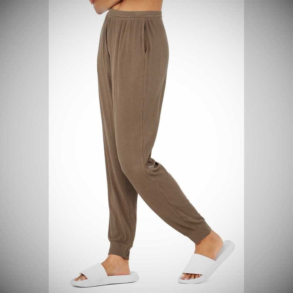 Alo Yoga High-Taille Gerippt Whisper Hose Damen Kaffee | SRBAFT108