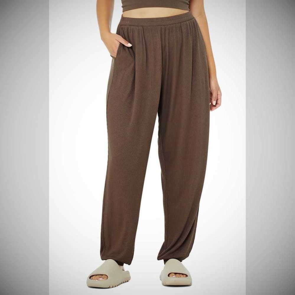 Alo Yoga High-Taille Gerippt Whisper Hose Damen Kaffee | SRBAFT108