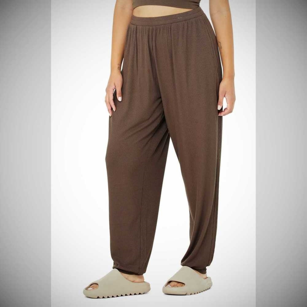 Alo Yoga High-Taille Gerippt Whisper Hose Damen Kaffee | SRBAFT108