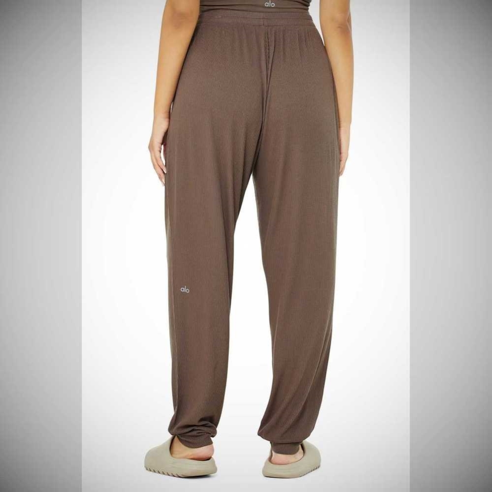 Alo Yoga High-Taille Gerippt Whisper Hose Damen Kaffee | SRBAFT108