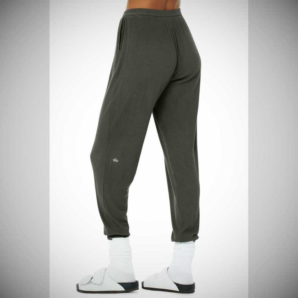 Alo Yoga High-Taille Gerippt Whisper Hose Damen Dunkelgrün | WKURPA291