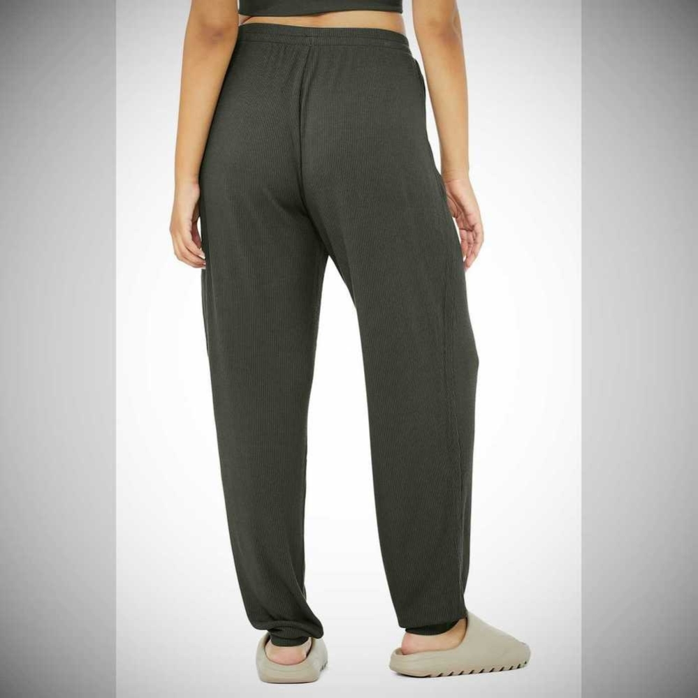 Alo Yoga High-Taille Gerippt Whisper Hose Damen Dunkelgrün | WKURPA291