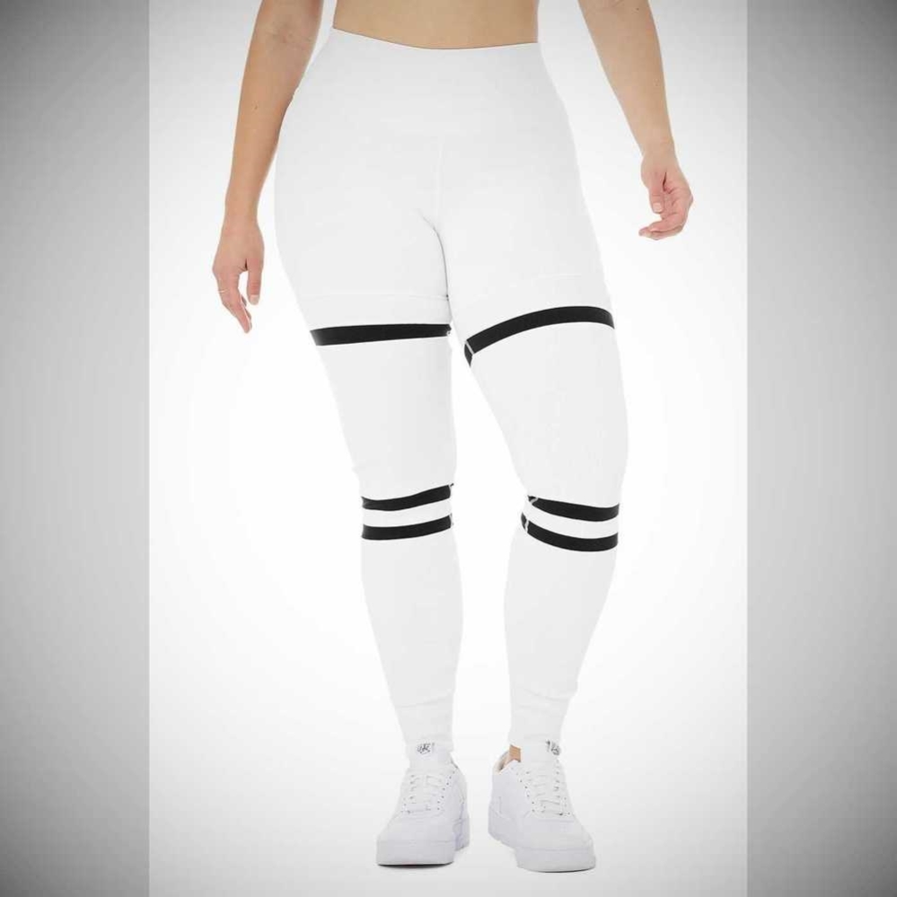 Alo Yoga High-Taille Legit Leggings Damen Weiß Schwarz | ILCEPB035