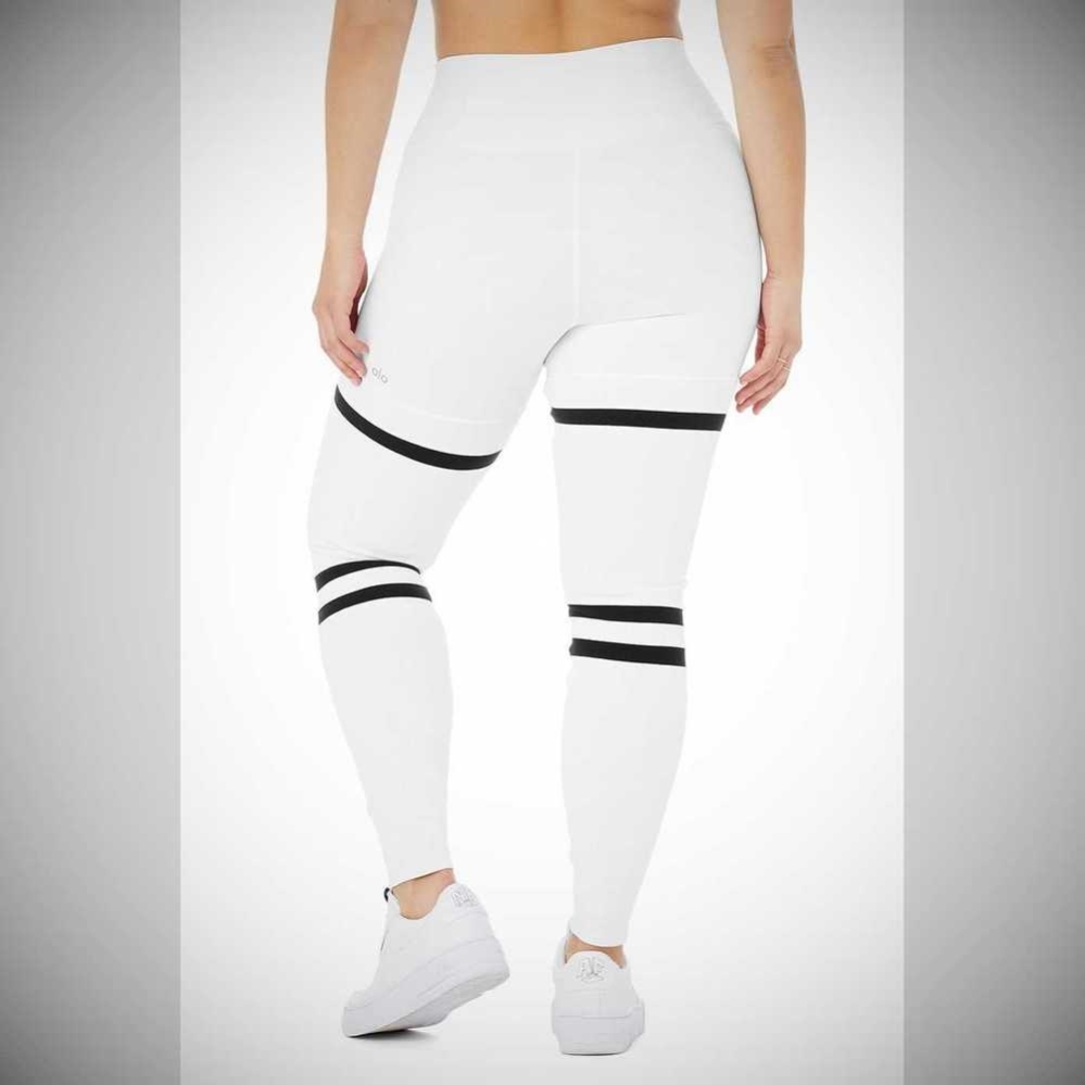 Alo Yoga High-Taille Legit Leggings Damen Weiß Schwarz | ILCEPB035