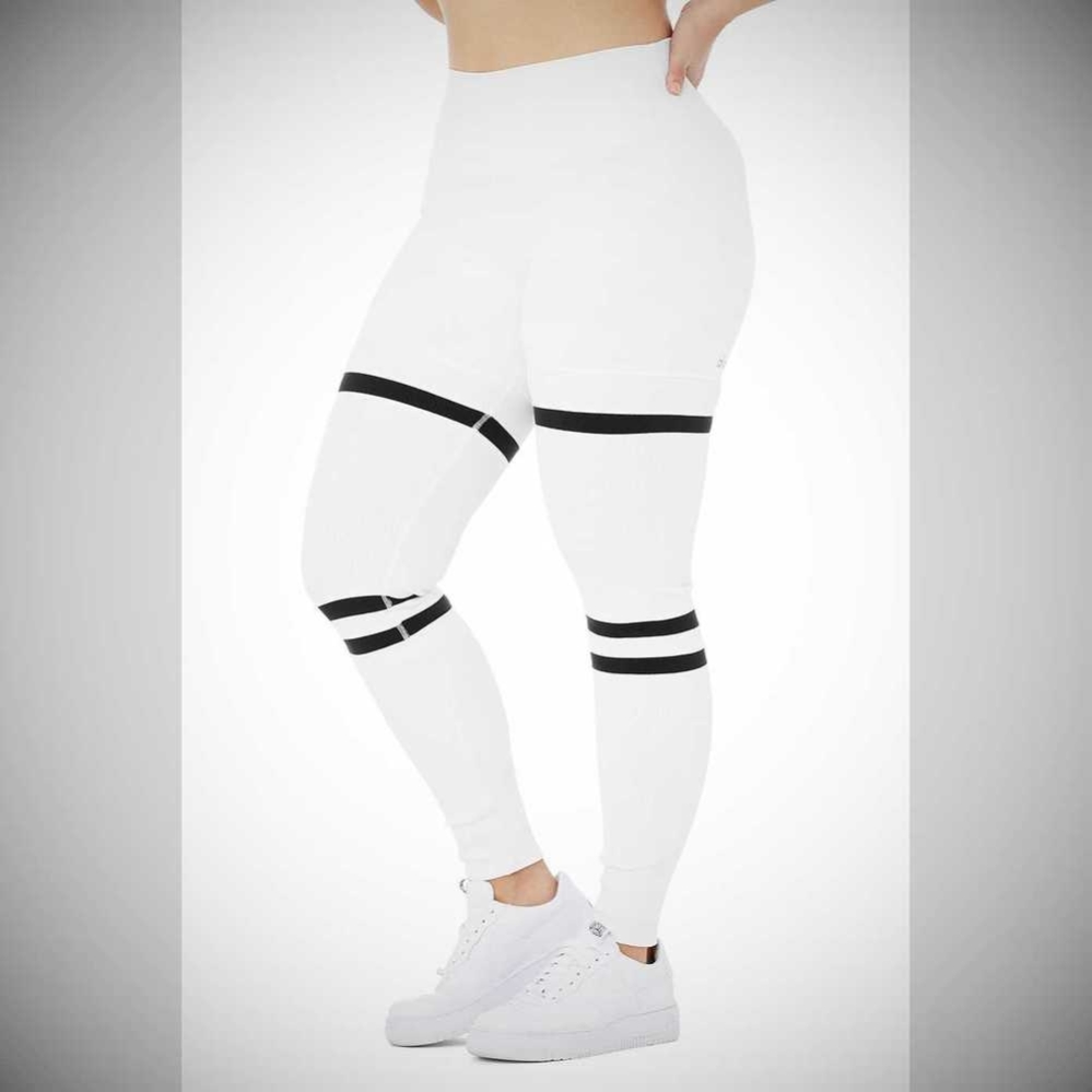 Alo Yoga High-Taille Legit Leggings Damen Weiß Schwarz | ILCEPB035