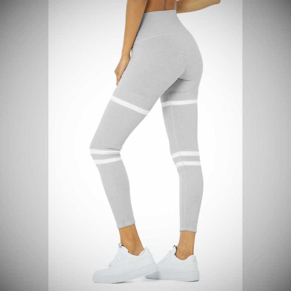 Alo Yoga High-Taille Legit Leggings Damen Grau Weiß | ZJPNYR198