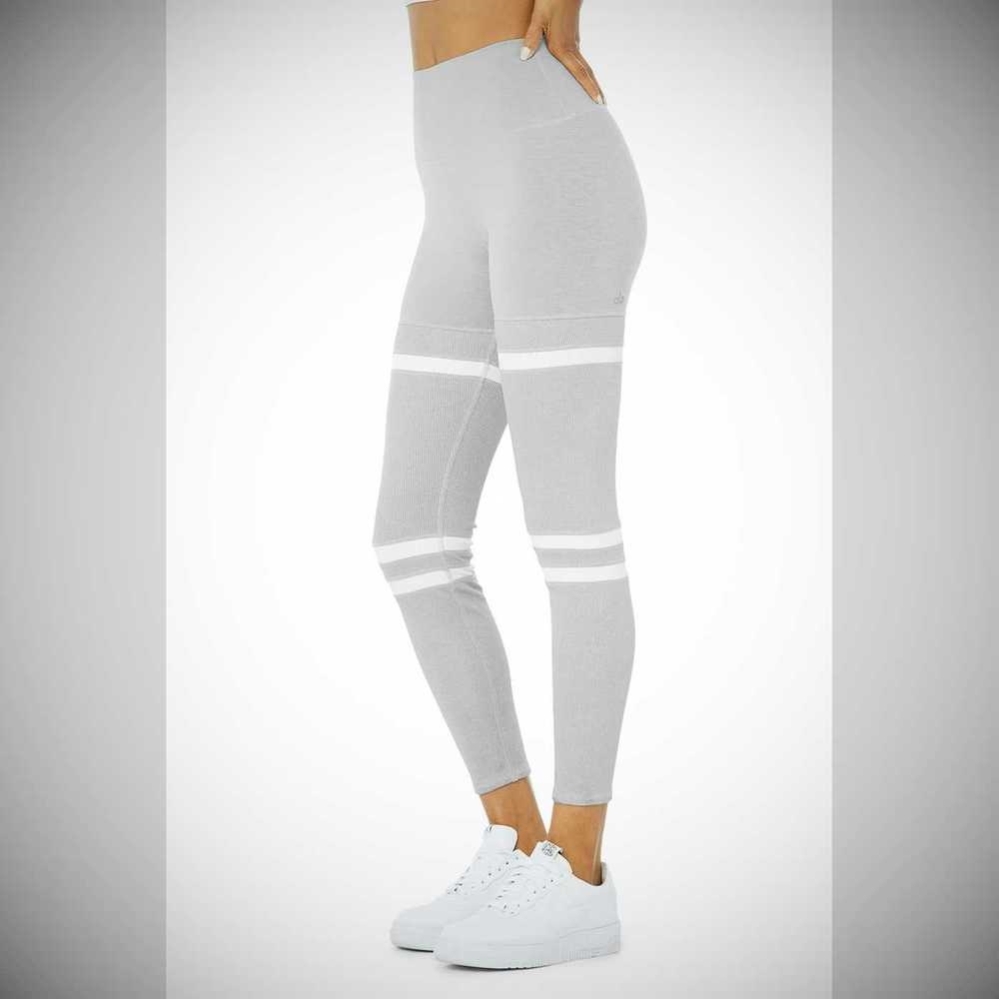 Alo Yoga High-Taille Legit Leggings Damen Grau Weiß | ZJPNYR198