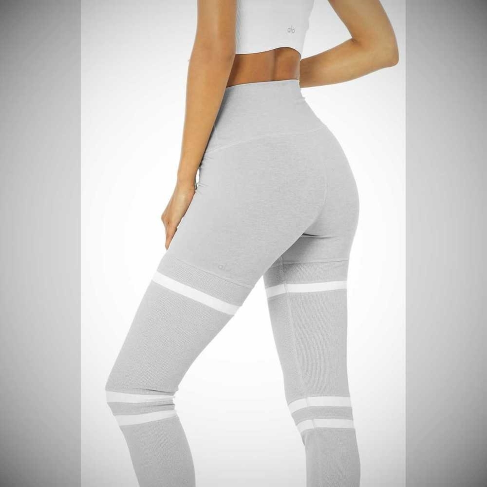 Alo Yoga High-Taille Legit Leggings Damen Grau Weiß | ZJPNYR198