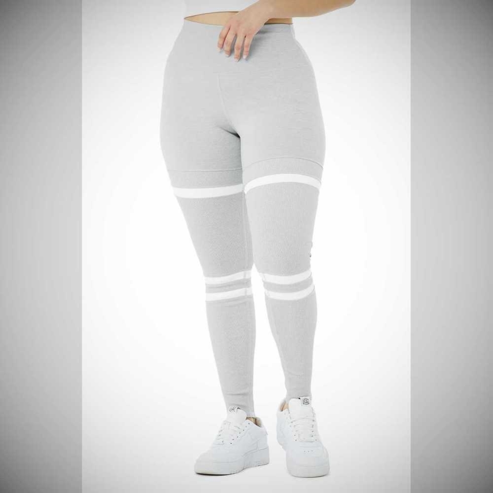 Alo Yoga High-Taille Legit Leggings Damen Grau Weiß | ZJPNYR198