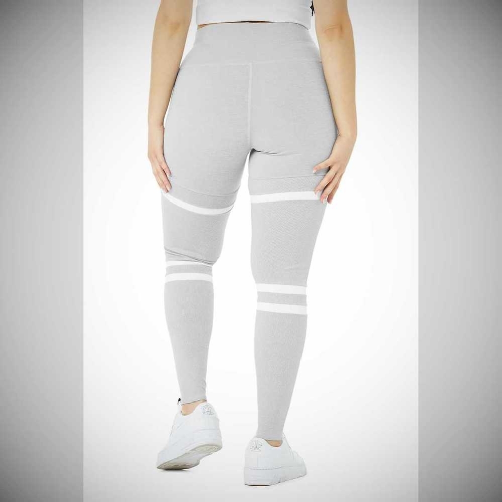 Alo Yoga High-Taille Legit Leggings Damen Grau Weiß | ZJPNYR198