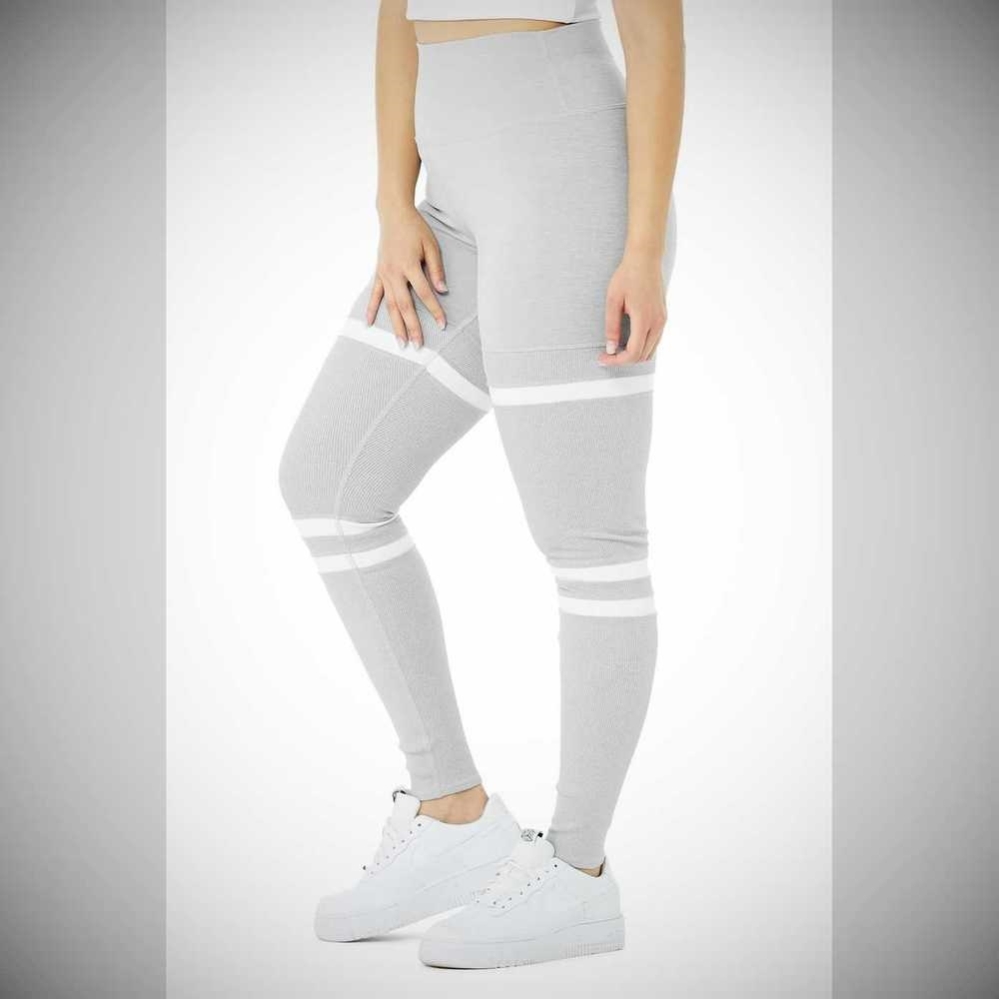 Alo Yoga High-Taille Legit Leggings Damen Grau Weiß | ZJPNYR198