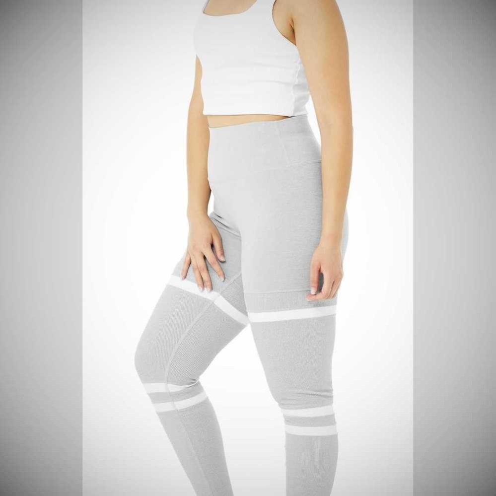 Alo Yoga High-Taille Legit Leggings Damen Grau Weiß | ZJPNYR198