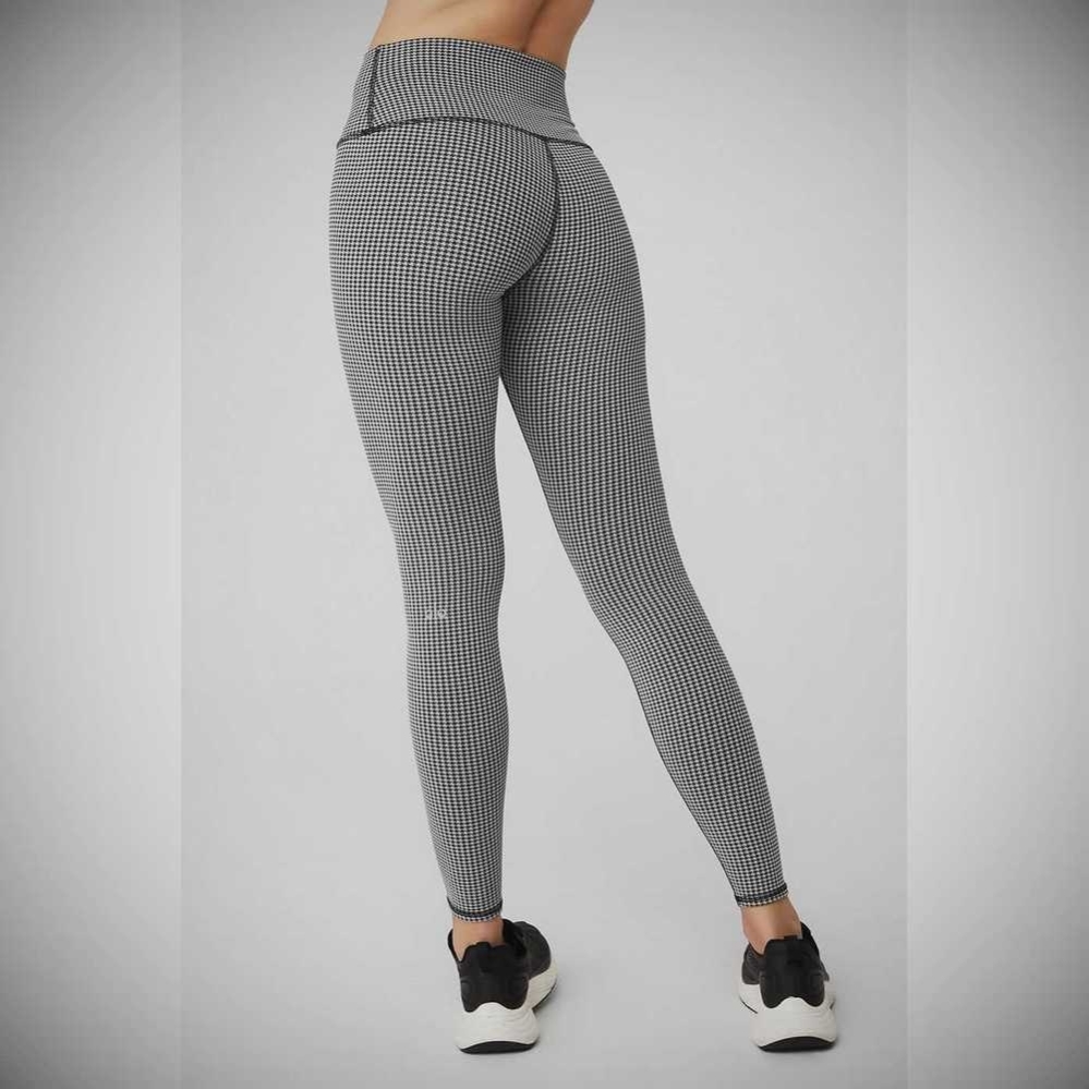 Alo Yoga High-Taille Micro Houndstooth Leggings Damen Weiß Schwarz | BFZPEJ702