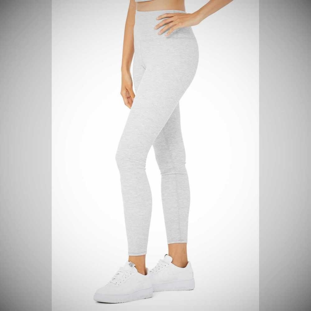 Alo Yoga High-Taille Micro Waffle LowKey Leggings Damen Grau | GWLKUT785