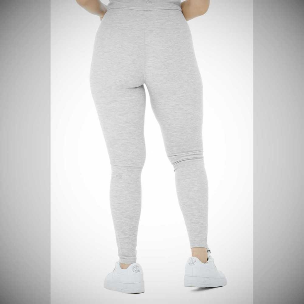 Alo Yoga High-Taille Micro Waffle LowKey Leggings Damen Grau | GWLKUT785