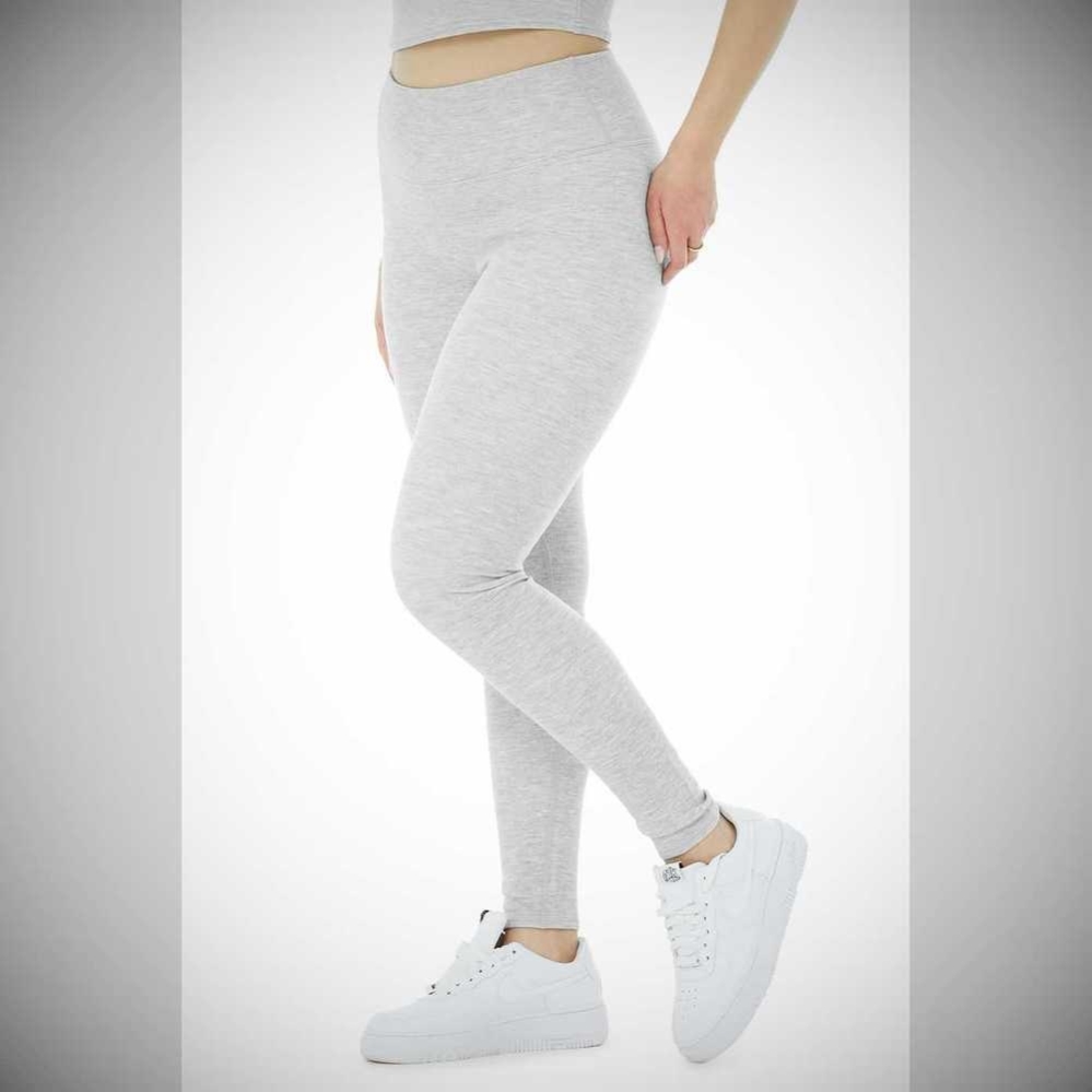 Alo Yoga High-Taille Micro Waffle LowKey Leggings Damen Grau | GWLKUT785