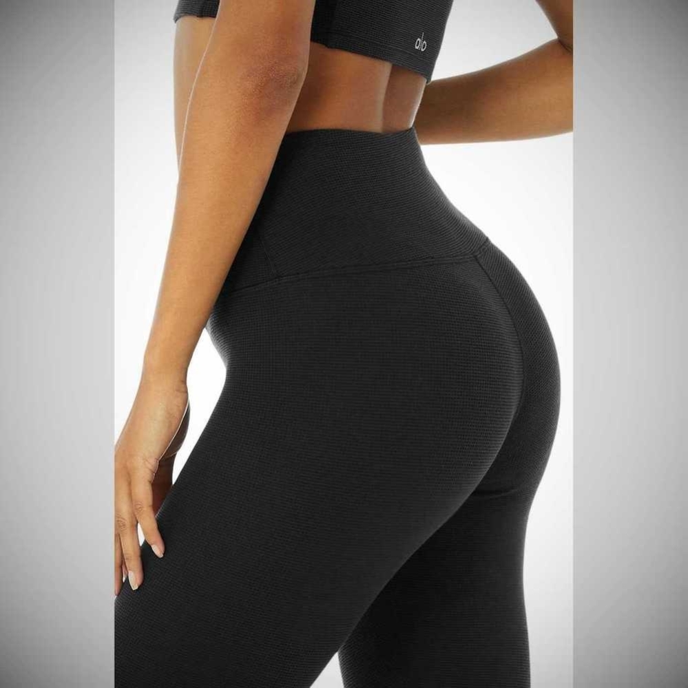 Alo Yoga High-Taille Micro Waffle LowKey Leggings Damen Schwarz | TPXSEH048