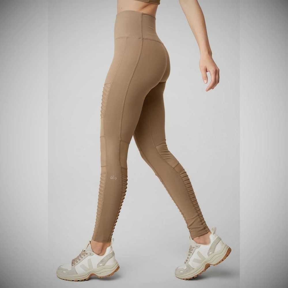 Alo Yoga High-Taille Moto Leggings Damen Braun | BQTRVO632