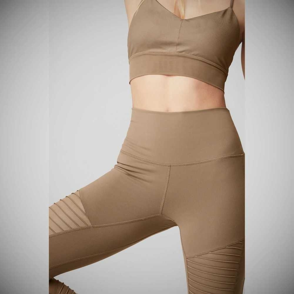 Alo Yoga High-Taille Moto Leggings Damen Braun | BQTRVO632