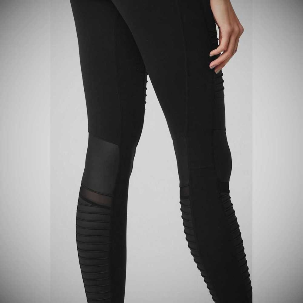 Alo Yoga High-Taille Moto Leggings Damen Schwarz | EWFAHY023