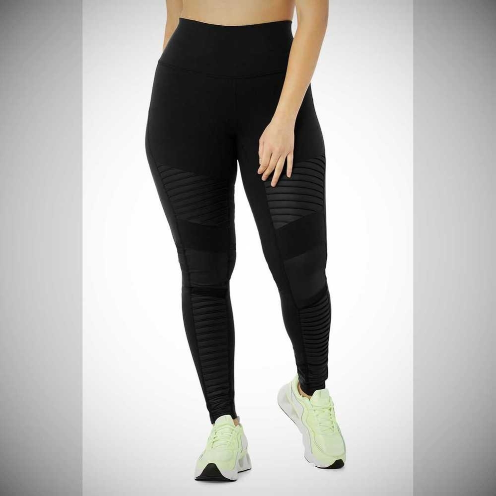 Alo Yoga High-Taille Moto Leggings Damen Schwarz | EWFAHY023