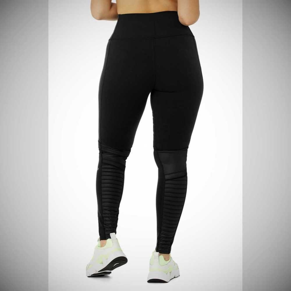 Alo Yoga High-Taille Moto Leggings Damen Schwarz | EWFAHY023