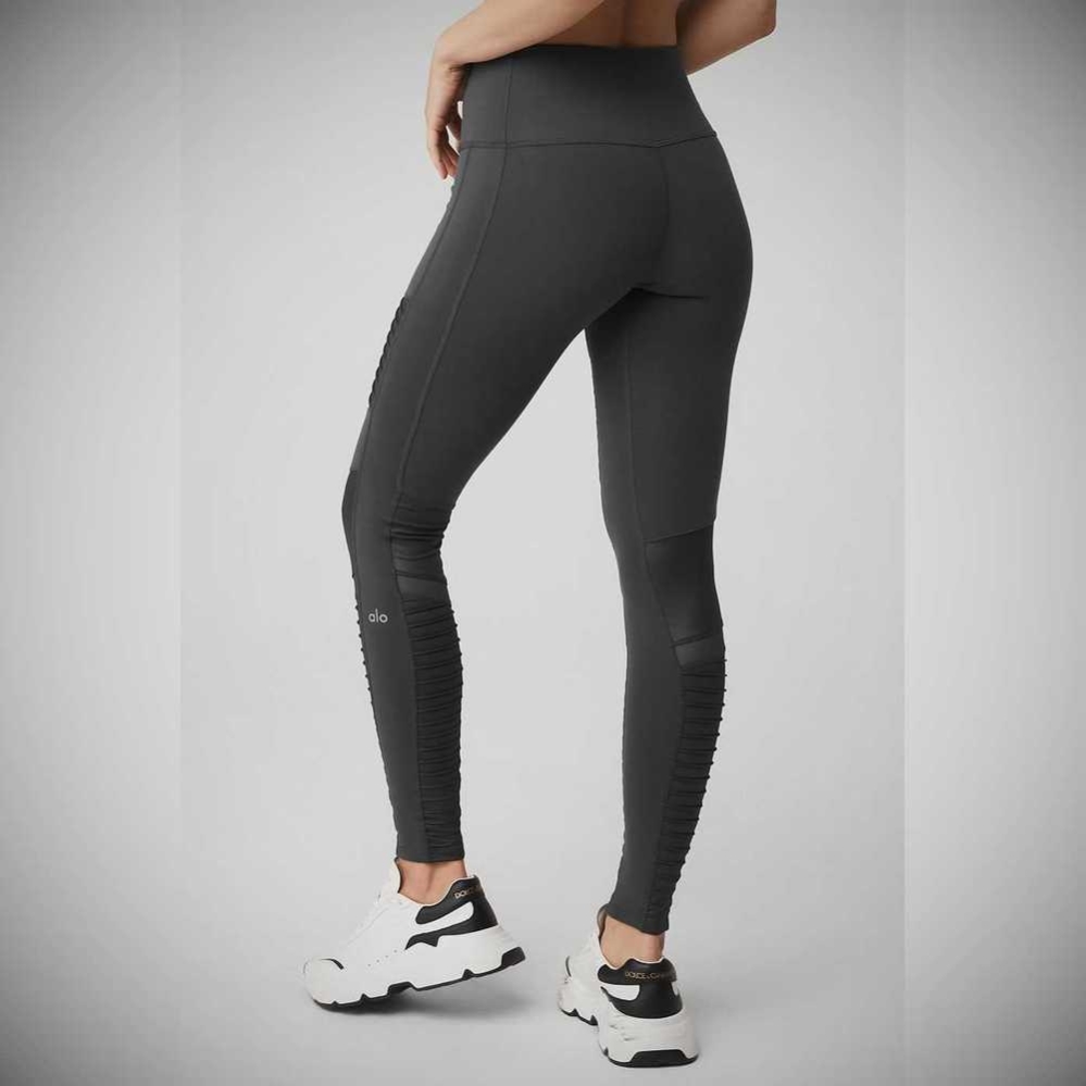 Alo Yoga High-Taille Moto Leggings Damen Grau | TWKAZH279