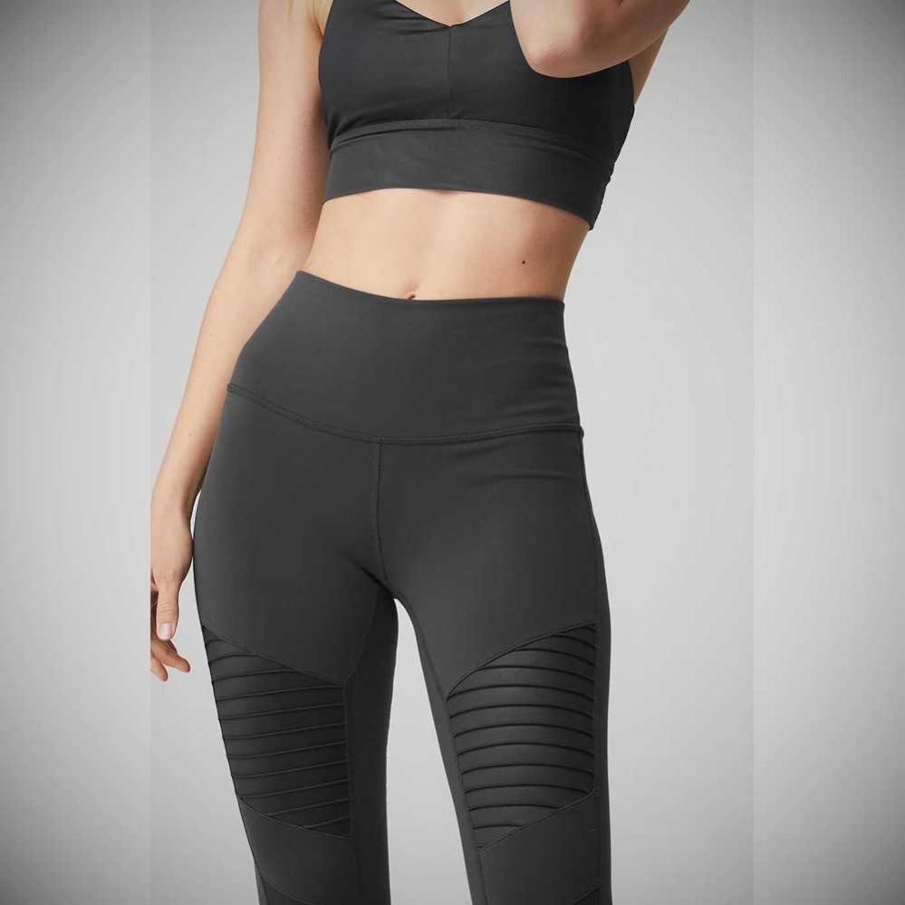 Alo Yoga High-Taille Moto Leggings Damen Grau | TWKAZH279