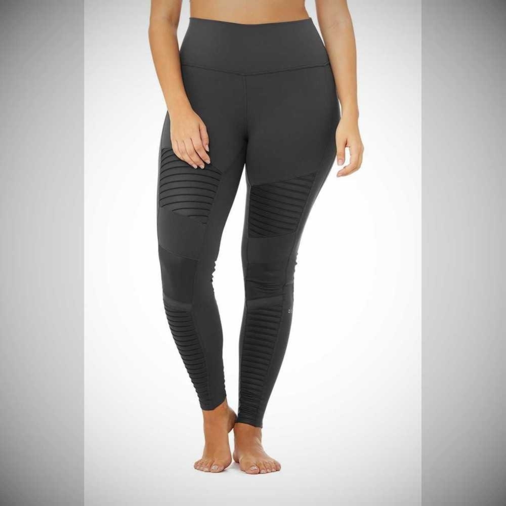 Alo Yoga High-Taille Moto Leggings Damen Grau | TWKAZH279