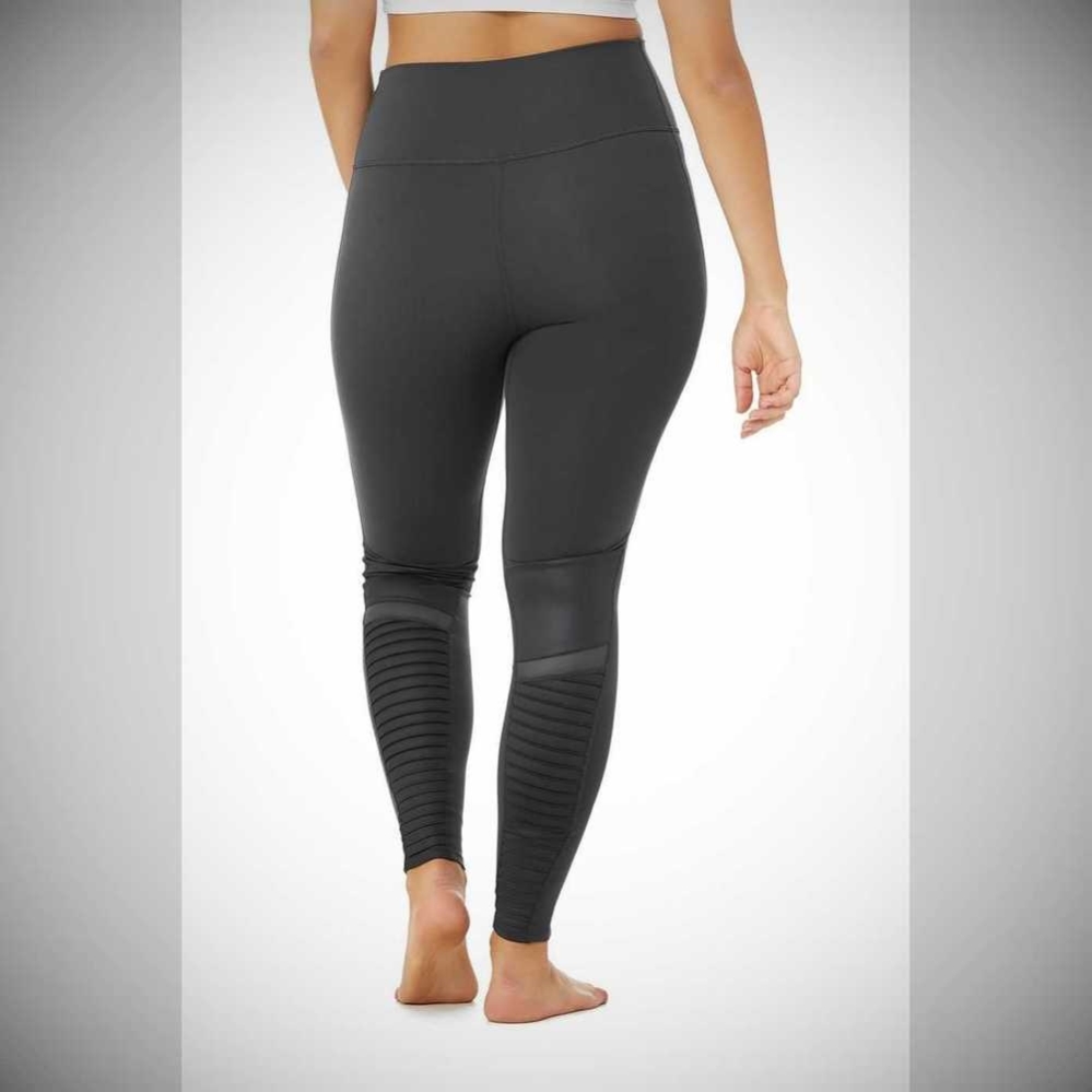 Alo Yoga High-Taille Moto Leggings Damen Grau | TWKAZH279