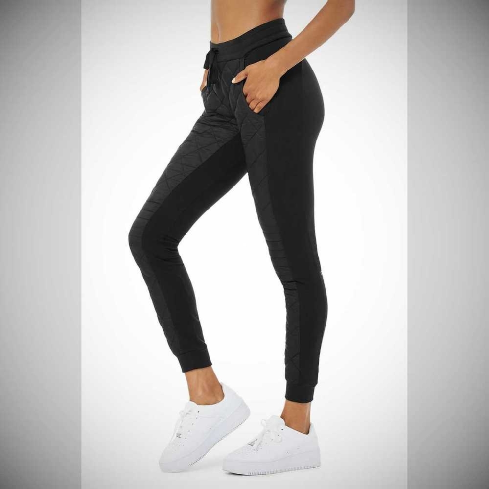 Alo Yoga High-Taille Moto Puffer Hose Damen Schwarz | UZKWCH538