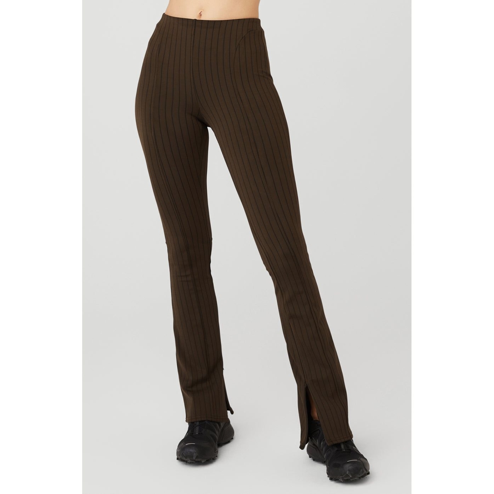 Alo Yoga High-Taille Pinstripe Zip It Flare Leggings Damen Kaffee Schwarz | HPYWDZ760