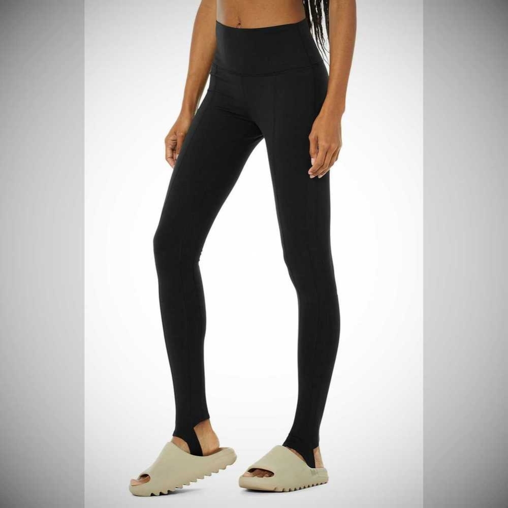 Alo Yoga High-Taille Winter Warmth Plush Stirrup Leggings Damen Schwarz | AQUVTH256