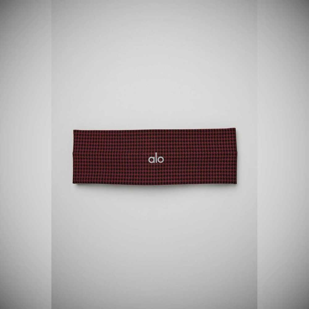 Alo Yoga Houndstooth Stirnband Damen Rot Schwarz | KGZYEL906