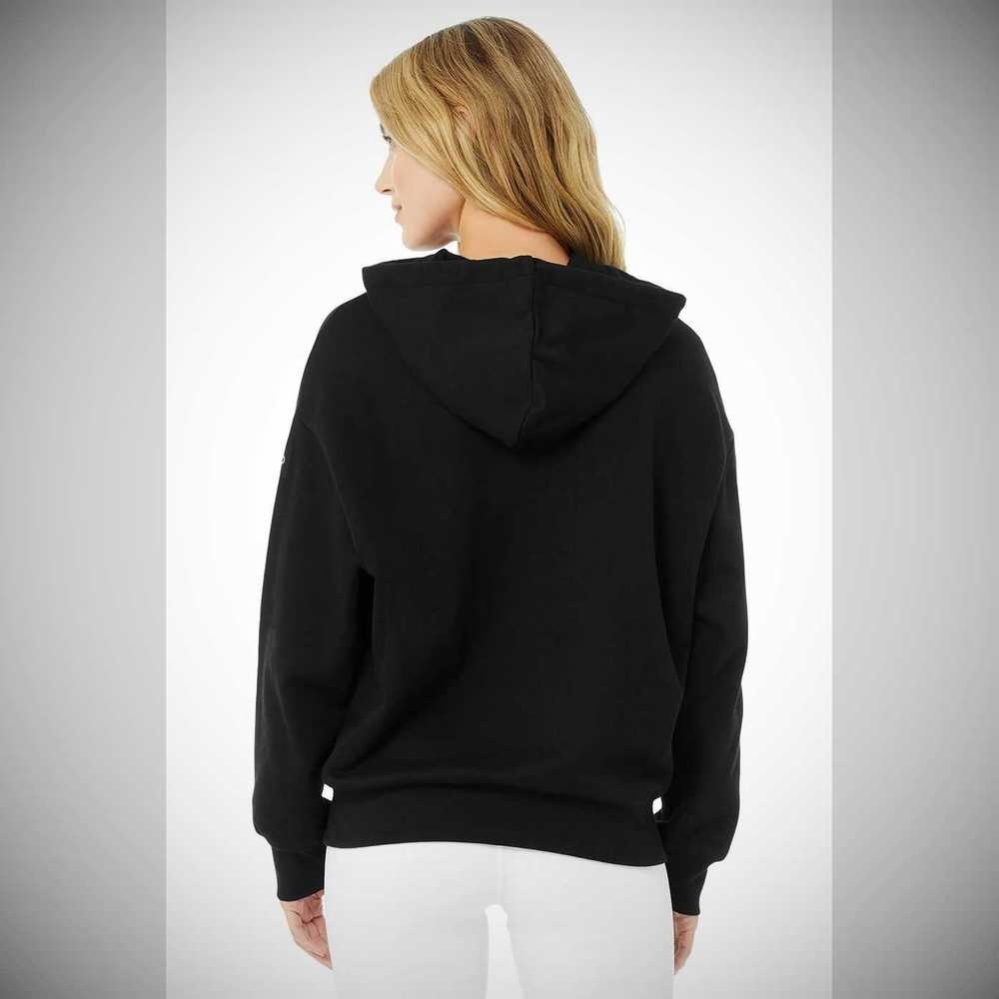 Alo Yoga Hype Full Zip Hoodie Damen Schwarz | PJXEMG190