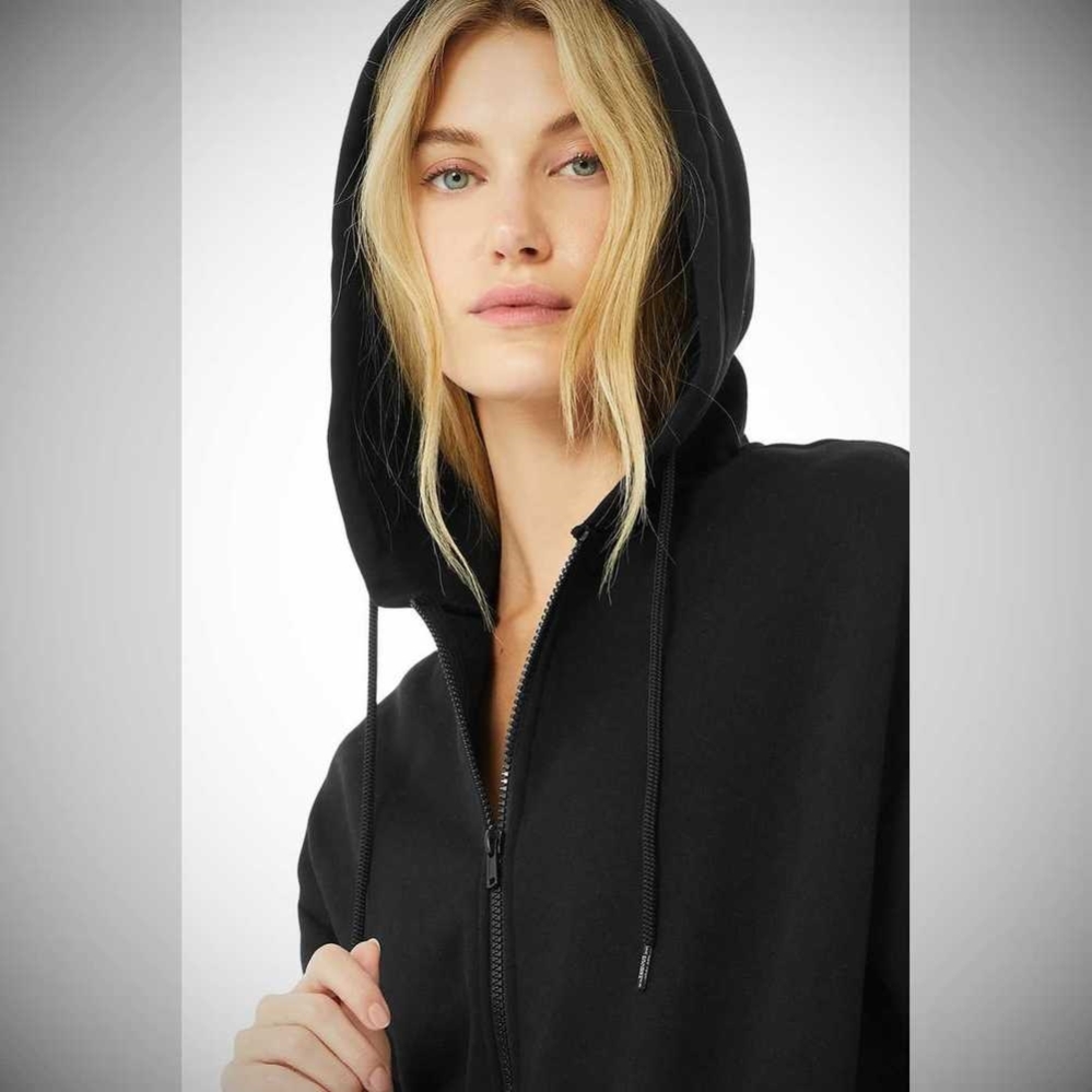 Alo Yoga Hype Full Zip Hoodie Damen Schwarz | PJXEMG190