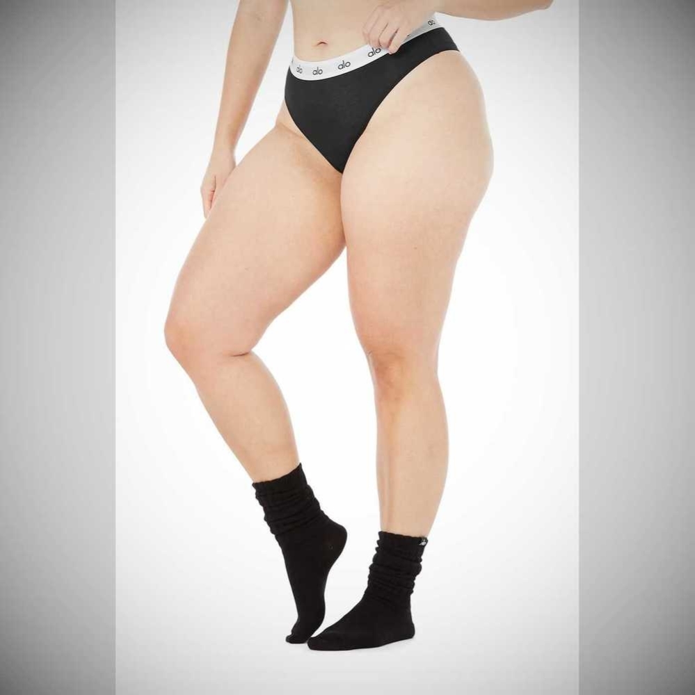 Alo Yoga Icon Cheeky Unterwäsche Damen Schwarz | HANPSG657