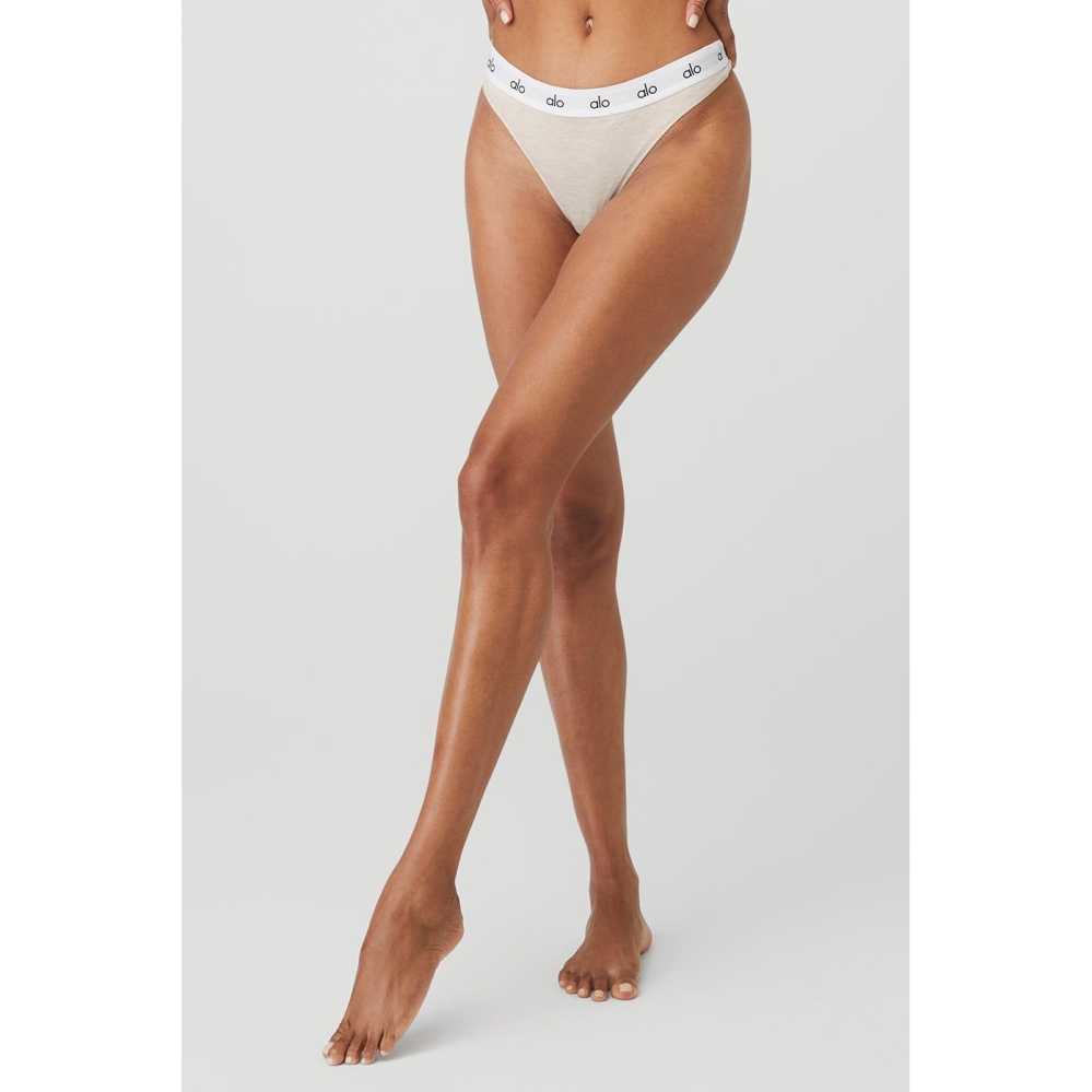 Alo Yoga Icon French Cut Tanga Unterwäsche Damen Beige | JFSQGZ847