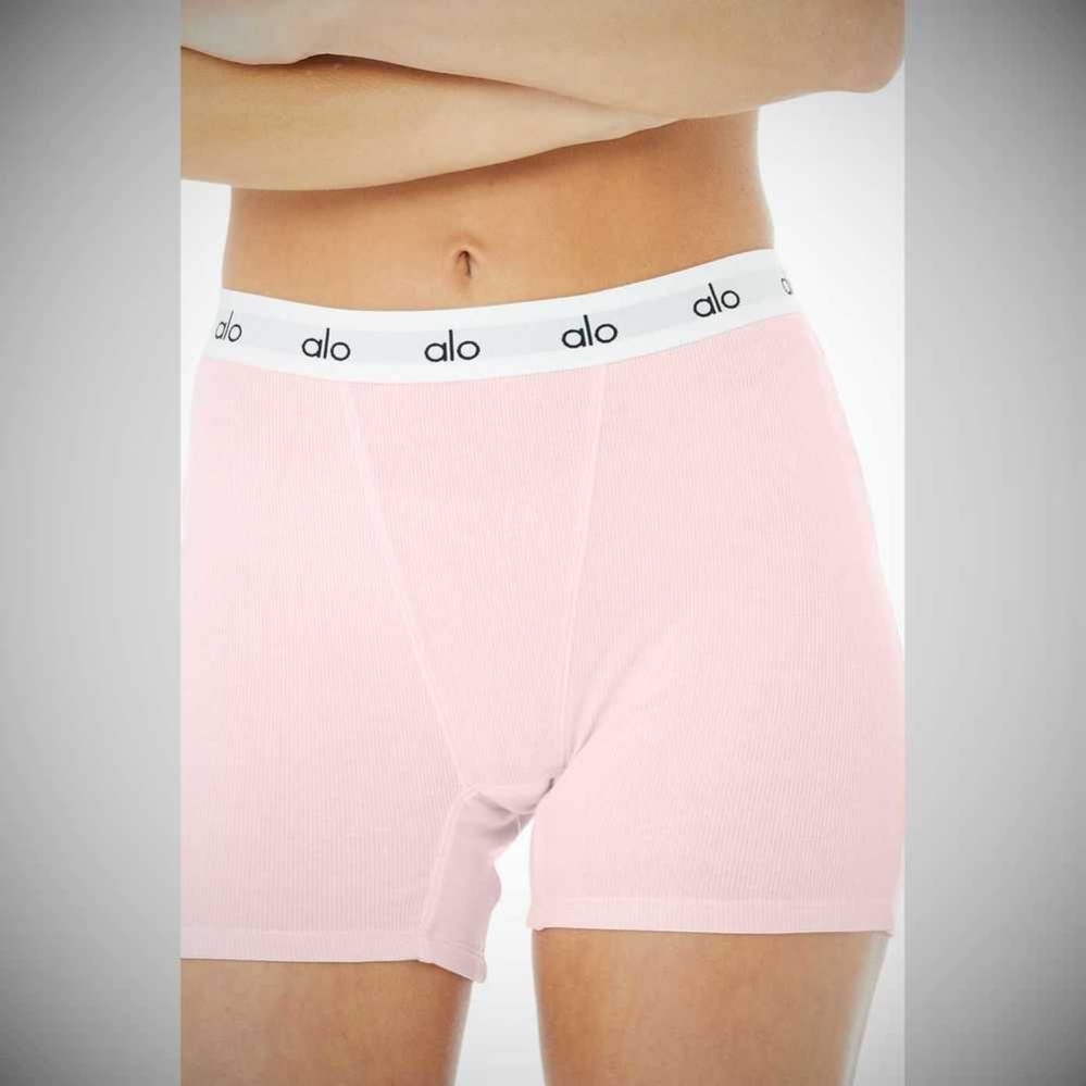 Alo Yoga Icon Gerippt Boy Unterwäsche Damen Rosa | RXYNFL215