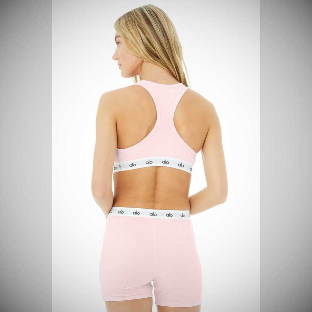 Alo Yoga Icon Gerippt Henley BHs Damen Rosa | VBSOMU186