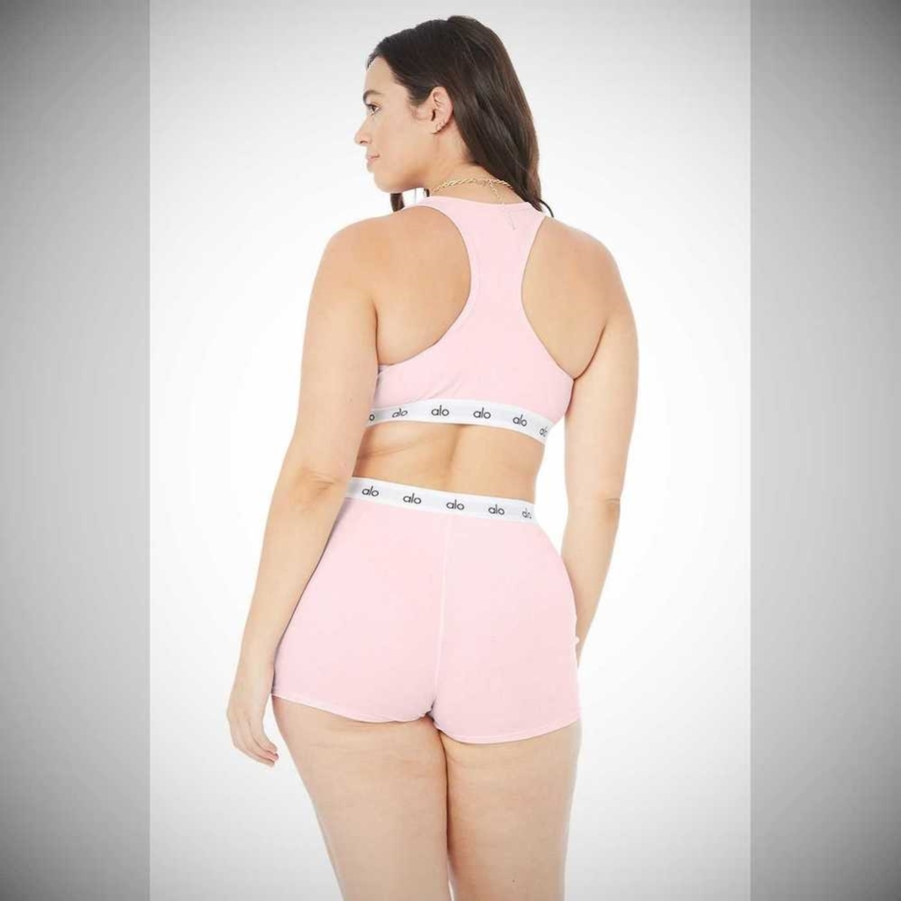 Alo Yoga Icon Gerippt Henley BHs Damen Rosa | VBSOMU186