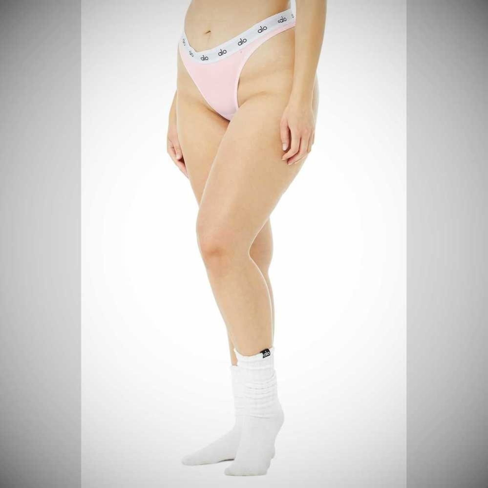 Alo Yoga Icon High-Cut Tanga Unterwäsche Damen Rosa | CMVHGP791