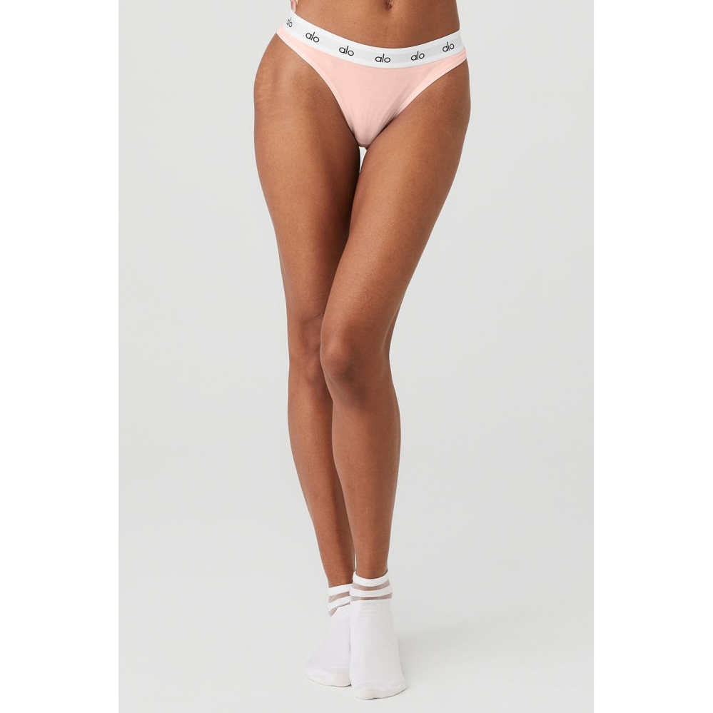 Alo Yoga Icon High-Cut Tanga Unterwäsche Damen Rosa | CMVHGP791