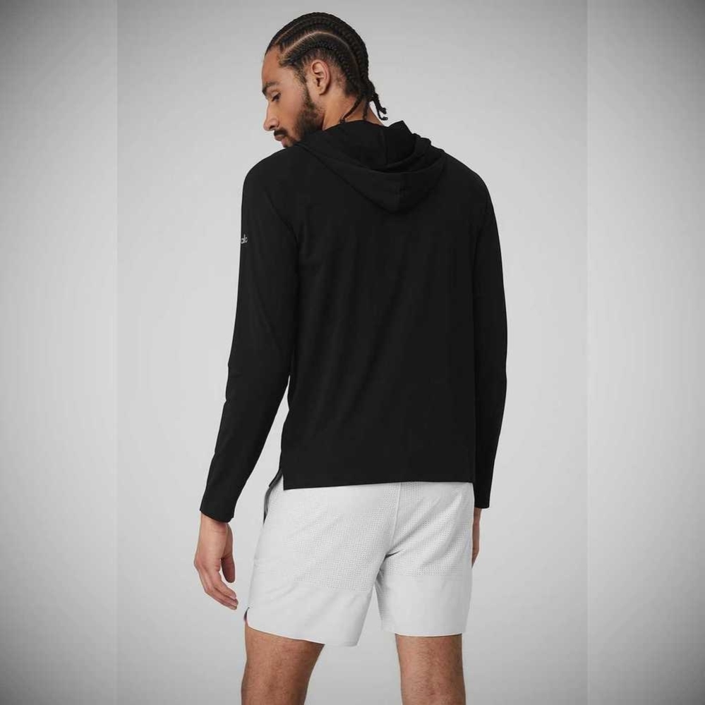 Alo Yoga Idol Mit Kapuze Runner Hoodie Herren Schwarz | AUSVMX458