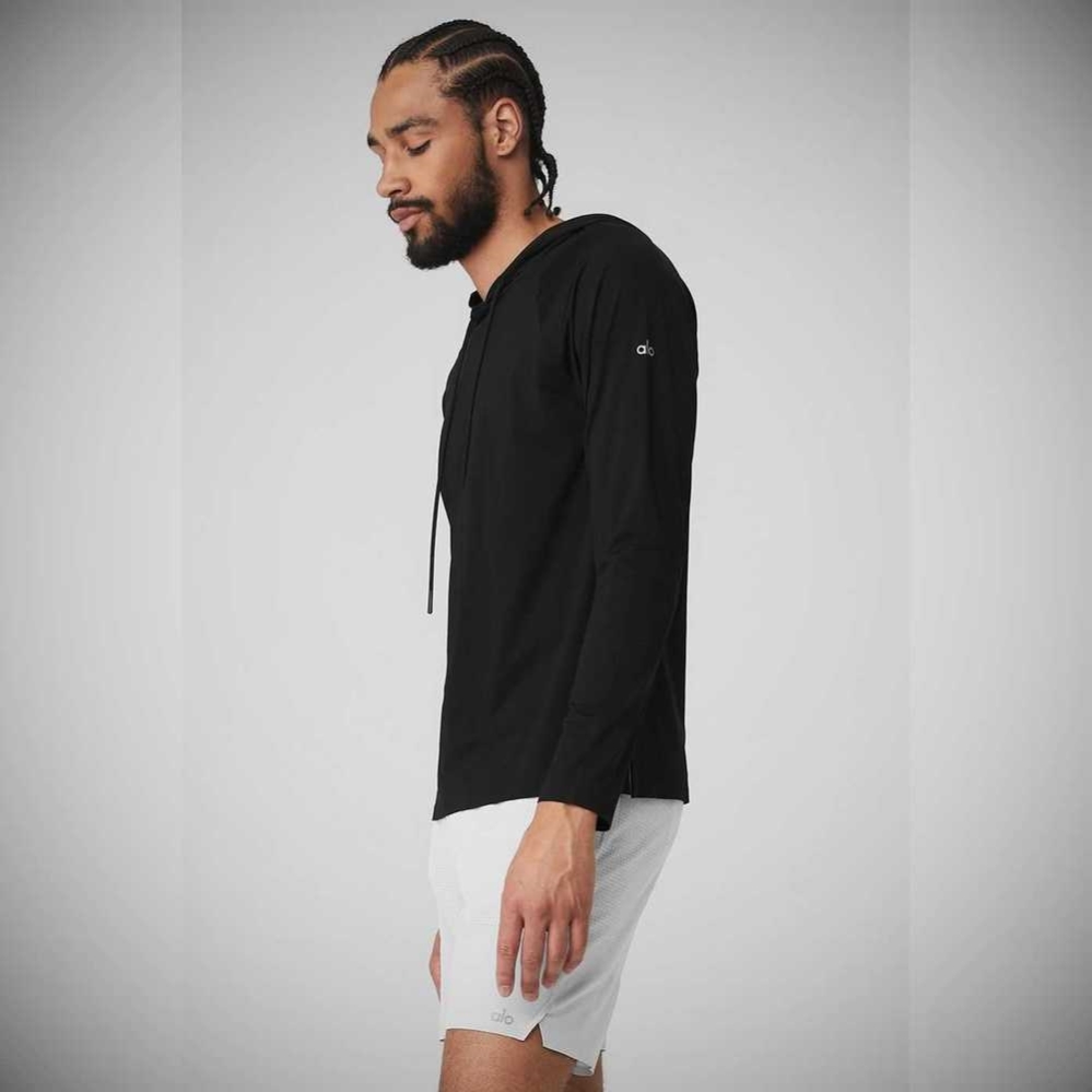 Alo Yoga Idol Mit Kapuze Runner Hoodie Herren Schwarz | AUSVMX458