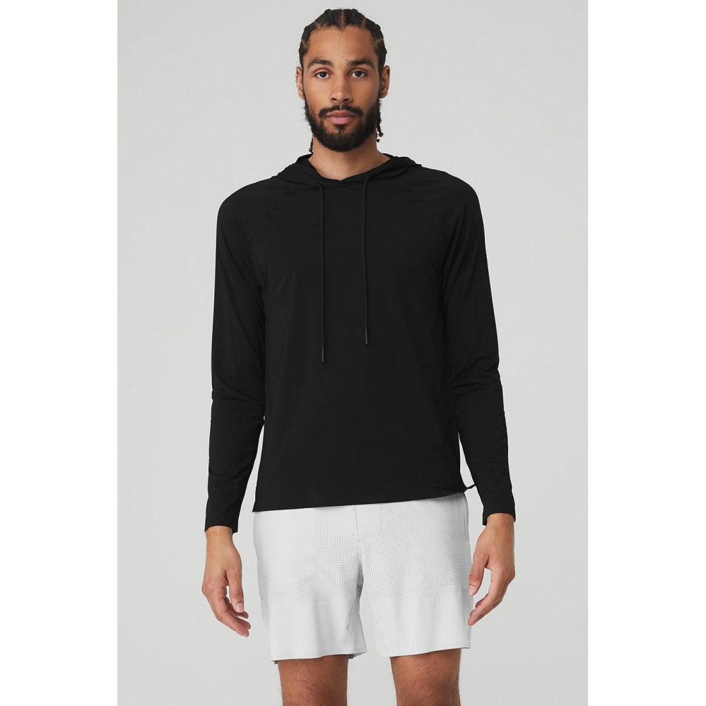 Alo Yoga Idol Mit Kapuze Runner Hoodie Herren Schwarz | AUSVMX458