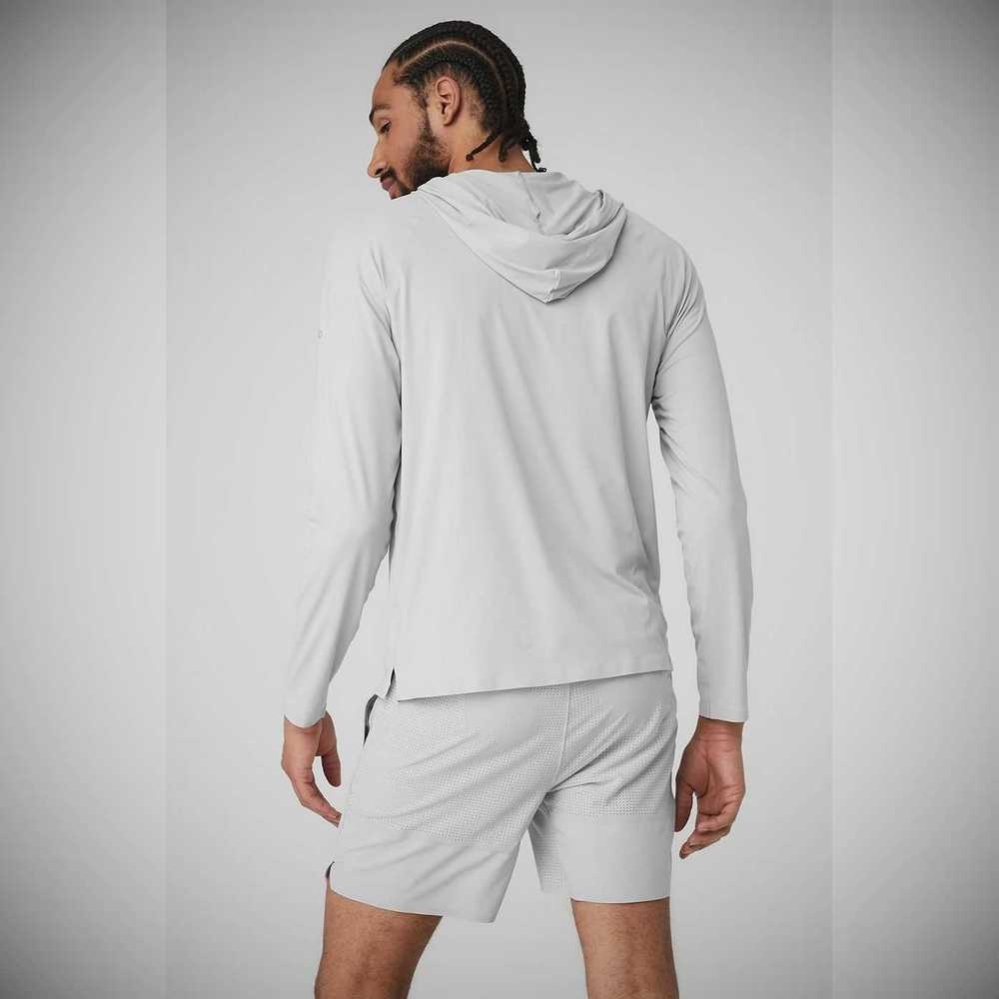 Alo Yoga Idol Mit Kapuze Runner Hoodie Herren Silber | IHFAKN309