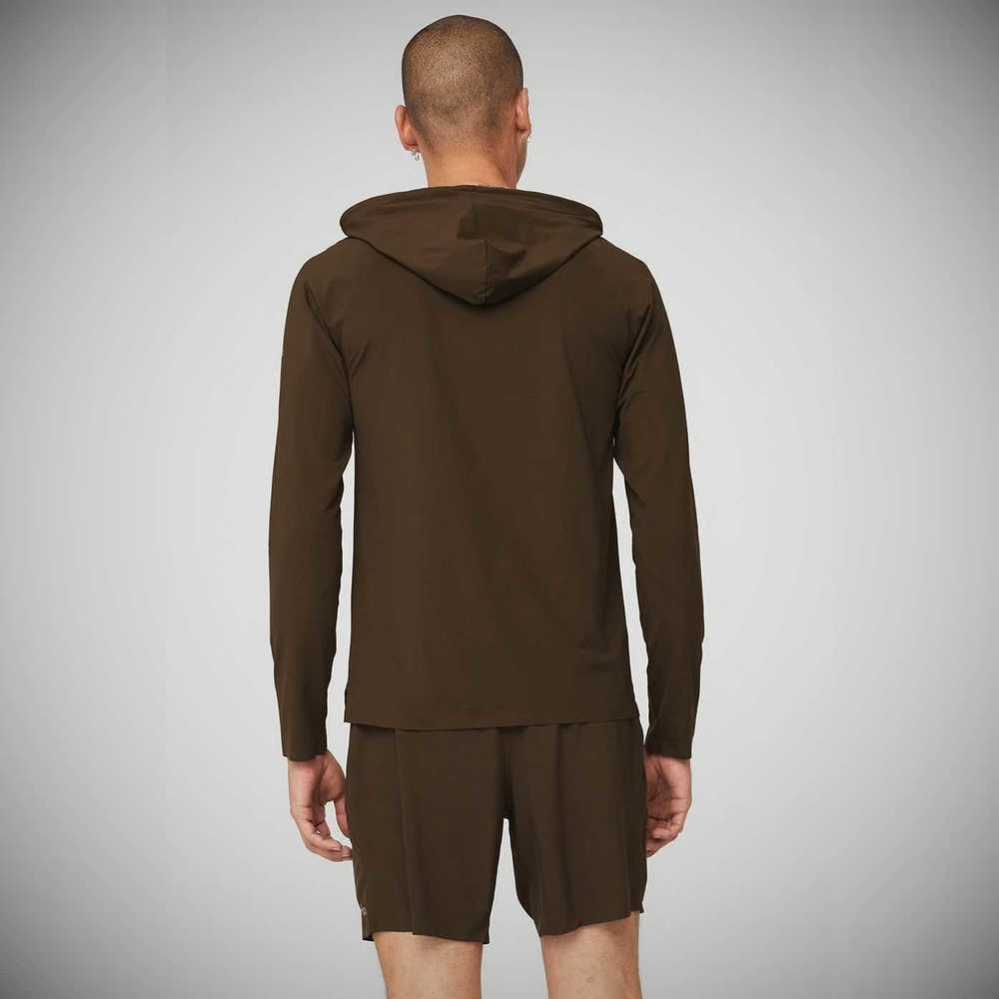 Alo Yoga Idol Mit Kapuze Runner Hoodie Herren Kaffee | LYMGOZ610