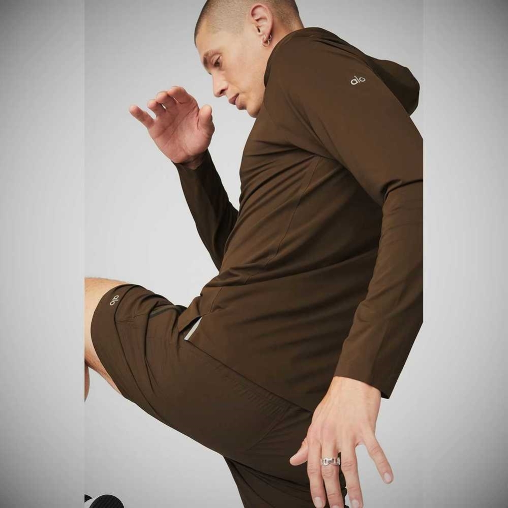 Alo Yoga Idol Mit Kapuze Runner Hoodie Herren Kaffee | LYMGOZ610